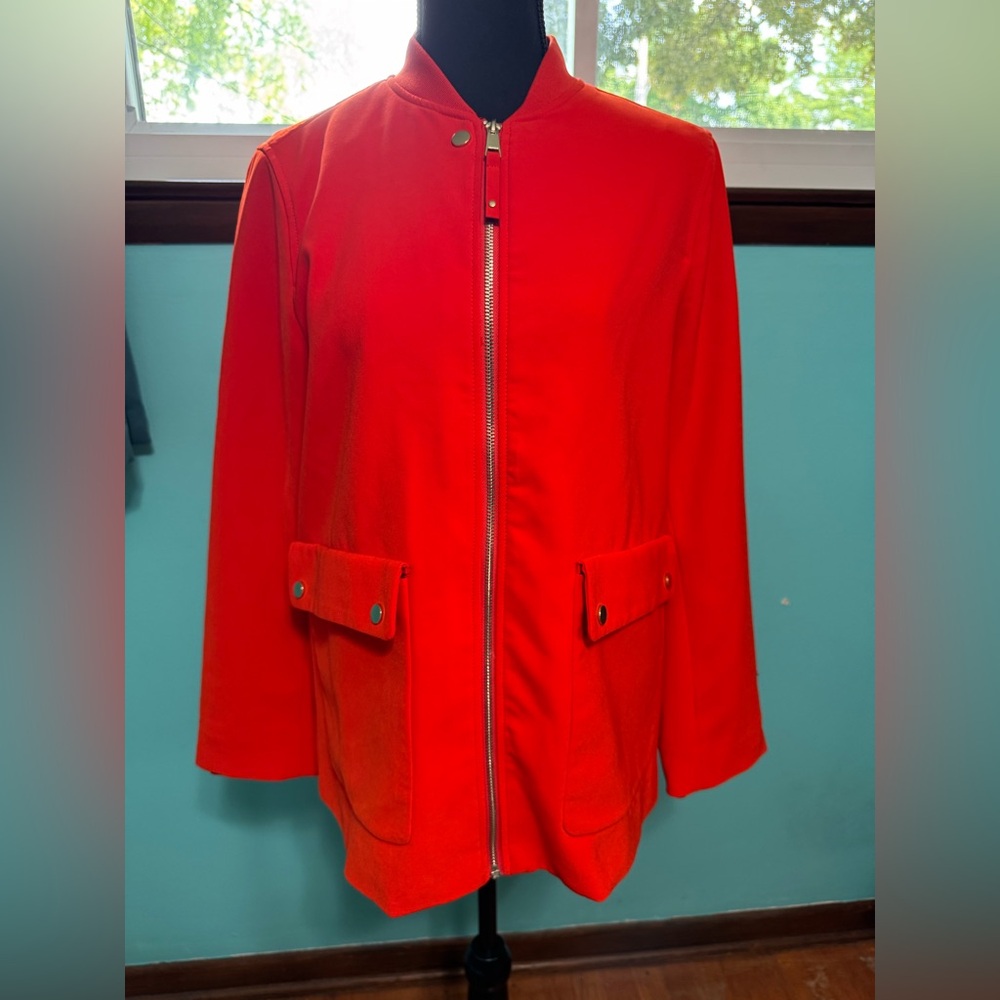 H&M Orange Utility Jacket with Zip-Front Closure